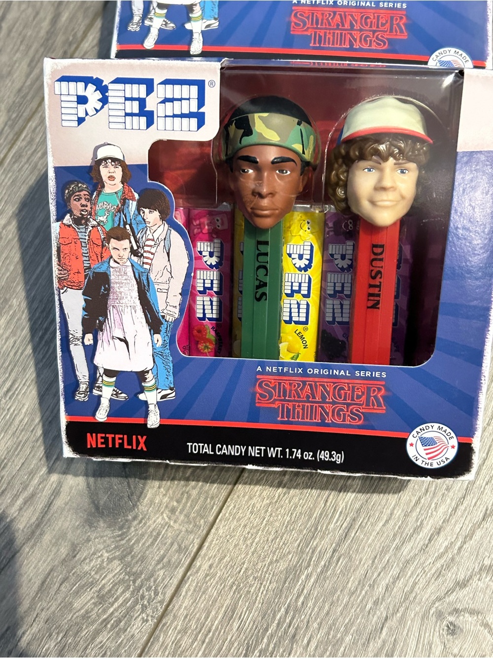 Stranger Things Lucas & Dustin PEZ Dispensers - Green, Yellow, Red